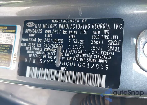 2020 Kia Telluride S z USA, uszkodzony, nr VIN 5XYP6DHC0LG012859